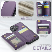 For iPhone 16 CaseMe C22 Card Slots Holder RFID Anti-theft Phone Case(Purple)