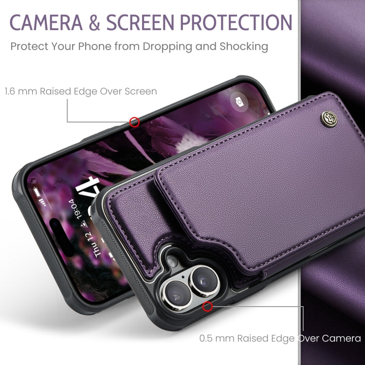 For iPhone 16 CaseMe C22 Card Slots Holder RFID Anti-theft Phone Case(Purple)