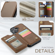 For iPhone 16 Plus CaseMe C22 Card Slots Holder RFID Anti-theft Phone Case(Brown)