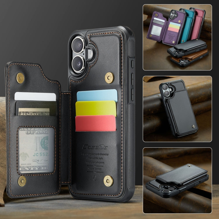For iPhone 16 Plus CaseMe C22 Card Slots Holder RFID Anti-theft Phone Case(Black)
