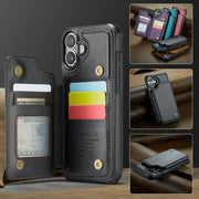 For iPhone 16 Plus CaseMe C22 Card Slots Holder RFID Anti-theft Phone Case(Black)