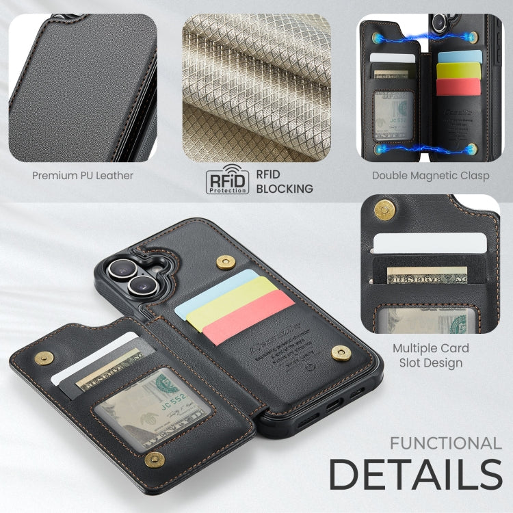 For iPhone 16 Plus CaseMe C22 Card Slots Holder RFID Anti-theft Phone Case(Black)
