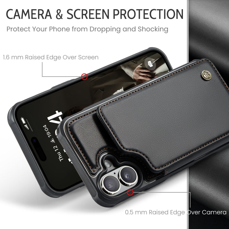 For iPhone 16 Plus CaseMe C22 Card Slots Holder RFID Anti-theft Phone Case(Black)