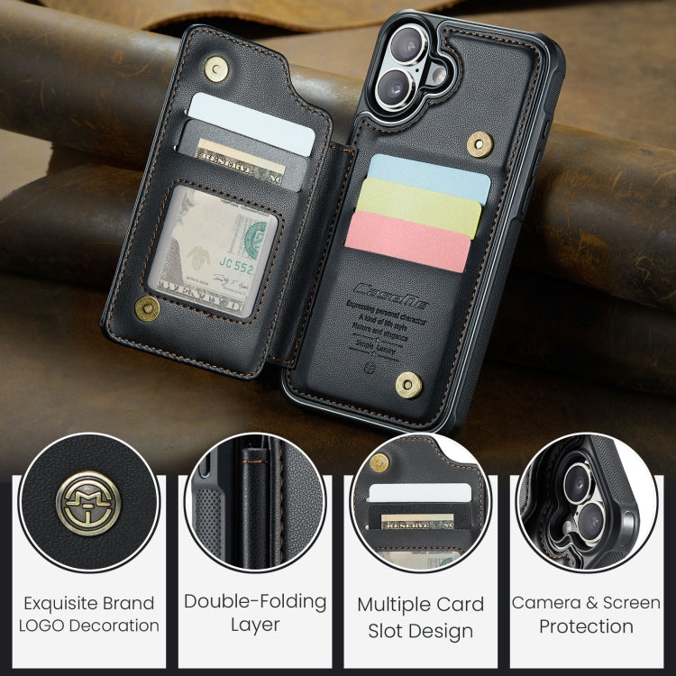 For iPhone 16 Plus CaseMe C22 Card Slots Holder RFID Anti-theft Phone Case(Black)