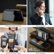 For iPhone 16 Plus CaseMe C22 Card Slots Holder RFID Anti-theft Phone Case(Black)