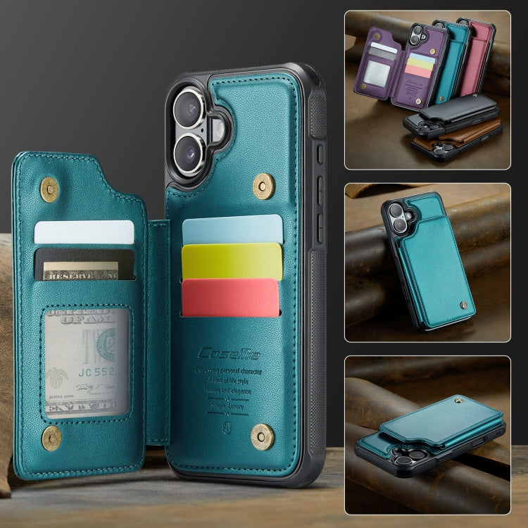 For iPhone 16 Plus CaseMe C22 Card Slots Holder RFID Anti-theft Phone Case(Green)