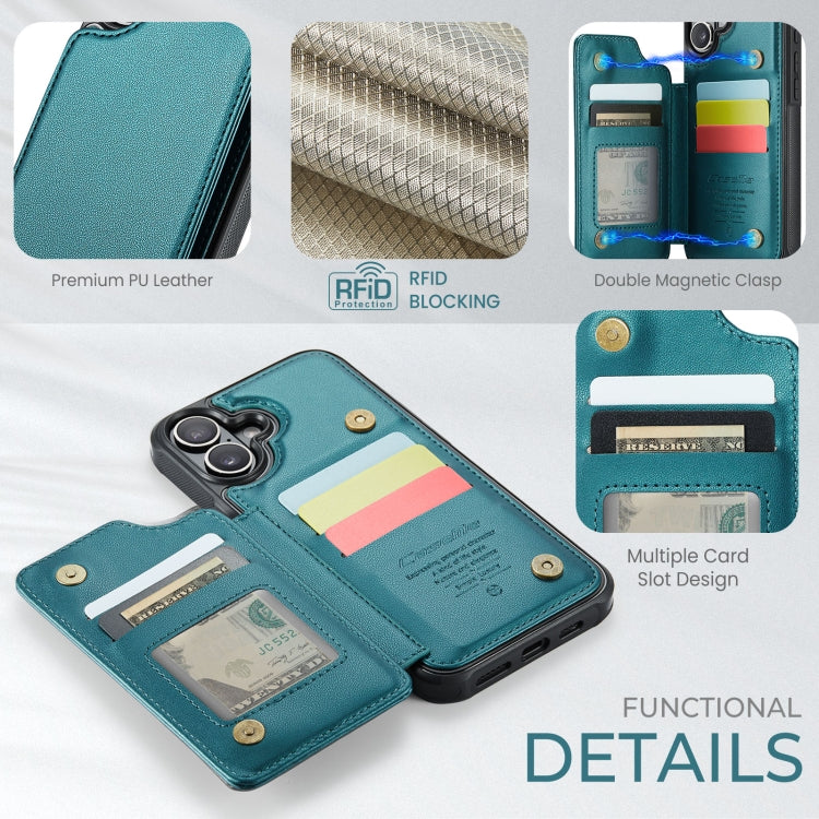 For iPhone 16 Plus CaseMe C22 Card Slots Holder RFID Anti-theft Phone Case(Green)