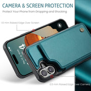 For iPhone 16 Plus CaseMe C22 Card Slots Holder RFID Anti-theft Phone Case(Green)