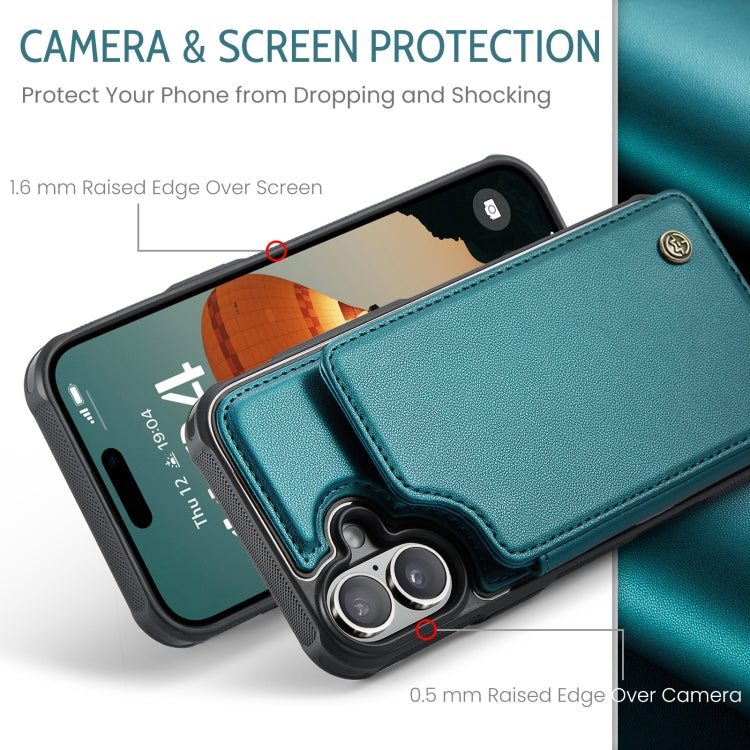 For iPhone 16 Plus CaseMe C22 Card Slots Holder RFID Anti-theft Phone Case(Green)