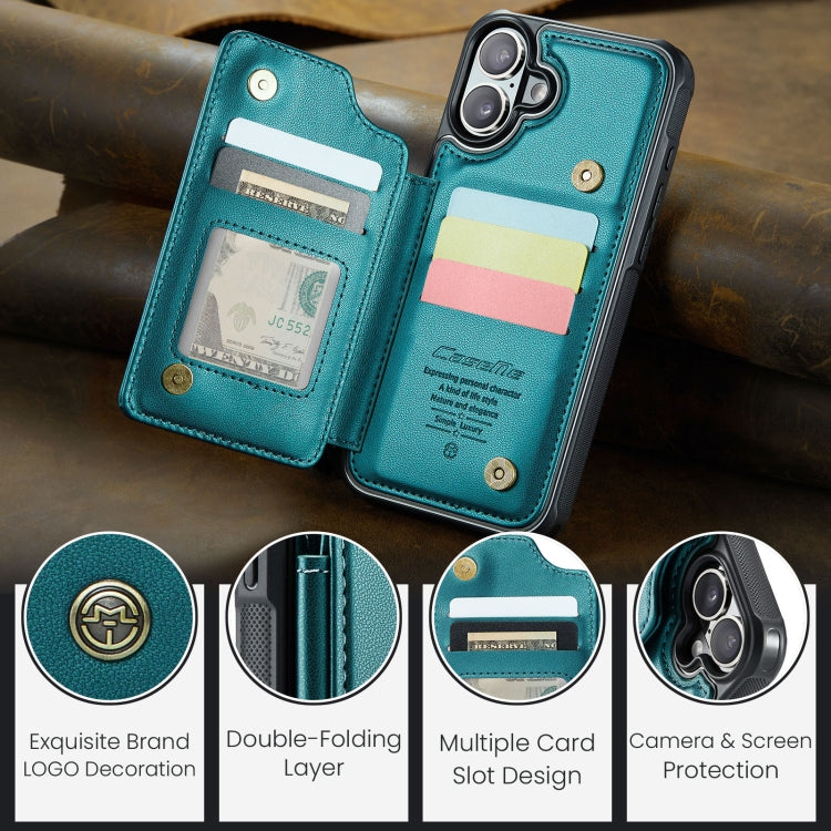 For iPhone 16 Plus CaseMe C22 Card Slots Holder RFID Anti-theft Phone Case(Green)