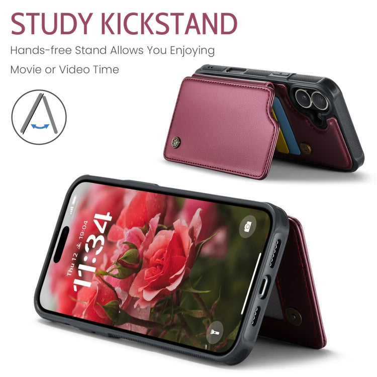 For iPhone 16 Plus CaseMe C22 Card Slots Holder RFID Anti-theft Phone Case(Red)