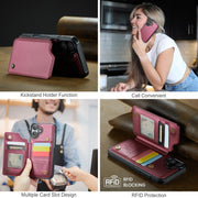 For iPhone 16 Plus CaseMe C22 Card Slots Holder RFID Anti-theft Phone Case(Red)