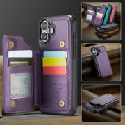 For iPhone 16 Plus CaseMe C22 Card Slots Holder RFID Anti-theft Phone Case(Purple)