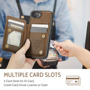 For iPhone 16e CaseMe C22 Card Slots Holder RFID Anti-theft Phone Case(Brown)