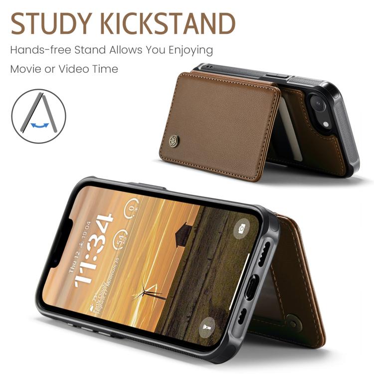For iPhone 16e CaseMe C22 Card Slots Holder RFID Anti-theft Phone Case(Brown)