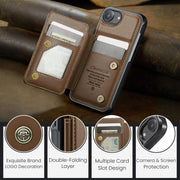 For iPhone 16e CaseMe C22 Card Slots Holder RFID Anti-theft Phone Case(Brown)