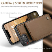 For iPhone 16e CaseMe C22 Card Slots Holder RFID Anti-theft Phone Case(Brown)