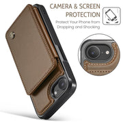 For iPhone 16e CaseMe C22 Card Slots Holder RFID Anti-theft Phone Case(Brown)