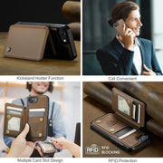 For iPhone 16e CaseMe C22 Card Slots Holder RFID Anti-theft Phone Case(Brown)