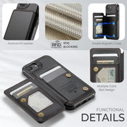 For iPhone 16e CaseMe C22 Card Slots Holder RFID Anti-theft Phone Case(Black)