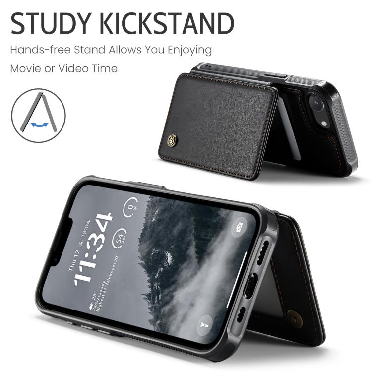For iPhone 16e CaseMe C22 Card Slots Holder RFID Anti-theft Phone Case(Black)