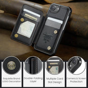 For iPhone 16e CaseMe C22 Card Slots Holder RFID Anti-theft Phone Case(Black)