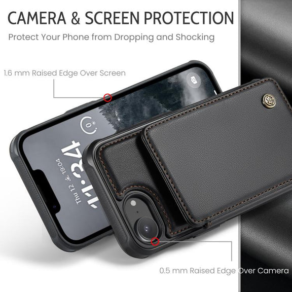 For iPhone 16e CaseMe C22 Card Slots Holder RFID Anti-theft Phone Case(Black)