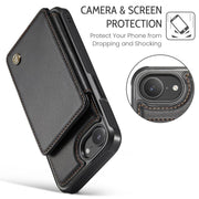 For iPhone 16e CaseMe C22 Card Slots Holder RFID Anti-theft Phone Case(Black)