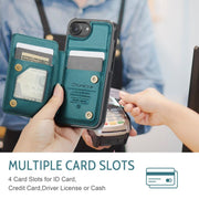 For iPhone 16e CaseMe C22 Card Slots Holder RFID Anti-theft Phone Case(Green)