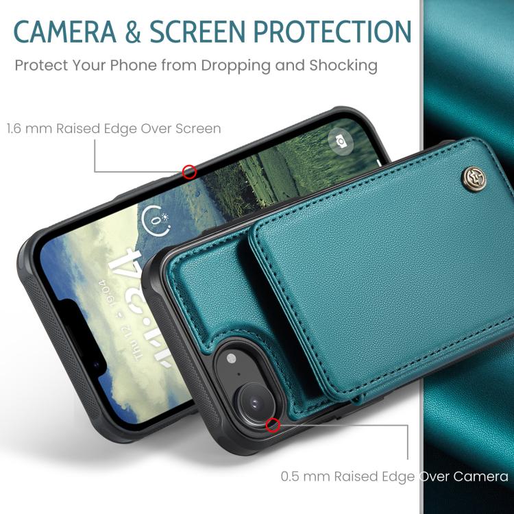 For iPhone 16e CaseMe C22 Card Slots Holder RFID Anti-theft Phone Case(Green)