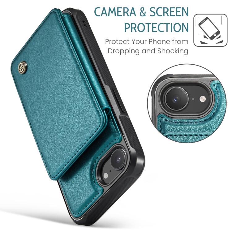 For iPhone 16e CaseMe C22 Card Slots Holder RFID Anti-theft Phone Case(Green)