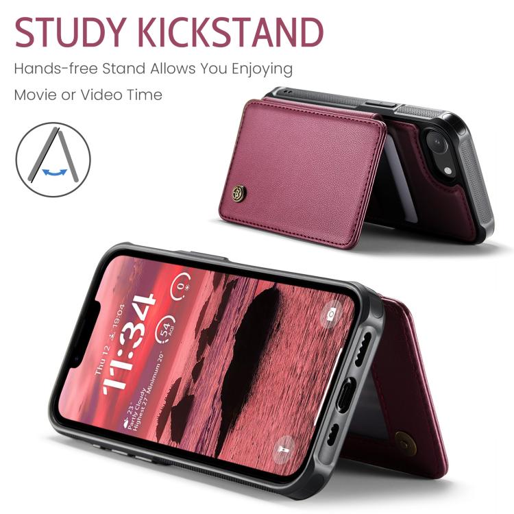For iPhone 16e CaseMe C22 Card Slots Holder RFID Anti-theft Phone Case(Red)