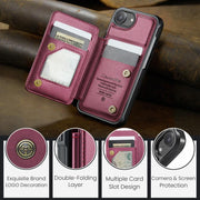 For iPhone 16e CaseMe C22 Card Slots Holder RFID Anti-theft Phone Case(Red)