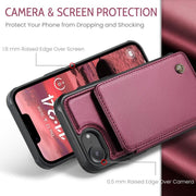 For iPhone 16e CaseMe C22 Card Slots Holder RFID Anti-theft Phone Case(Red)