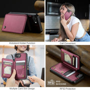 For iPhone 16e CaseMe C22 Card Slots Holder RFID Anti-theft Phone Case(Red)