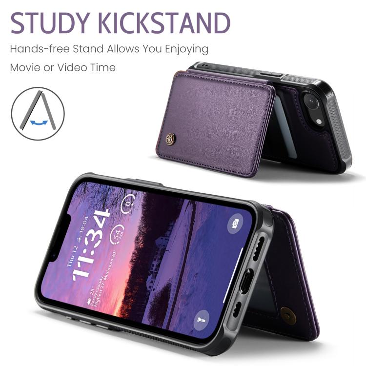 For iPhone 16e CaseMe C22 Card Slots Holder RFID Anti-theft Phone Case(Purple)