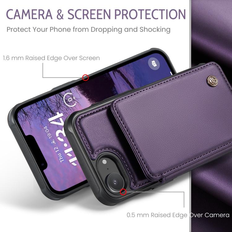 For iPhone 16e CaseMe C22 Card Slots Holder RFID Anti-theft Phone Case(Purple)