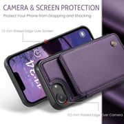 For iPhone 16e CaseMe C22 Card Slots Holder RFID Anti-theft Phone Case(Purple)