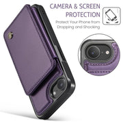 For iPhone 16e CaseMe C22 Card Slots Holder RFID Anti-theft Phone Case(Purple)