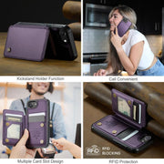 For iPhone 16e CaseMe C22 Card Slots Holder RFID Anti-theft Phone Case(Purple)