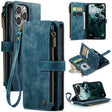 For iPhone 16 Pro CaseMe C30 Card Slots Zipper Wallet Leather Phone Case(Blue) - iPhone 16 Pro Cases by CaseMe | Online Shopping South Africa | PMC TechLife | Buy Now Pay Later Mobicred