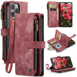 For iPhone 16 Pro CaseMe C30 Card Slots Zipper Wallet Leather Phone Case(Red) - iPhone 16 Pro Cases by CaseMe | Online Shopping South Africa | PMC TechLife | Buy Now Pay Later Mobicred