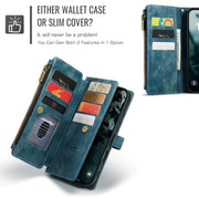 For iPhone 16 Pro Max CaseMe C30 Card Slots Zipper Wallet Leather Phone Case(Blue)
