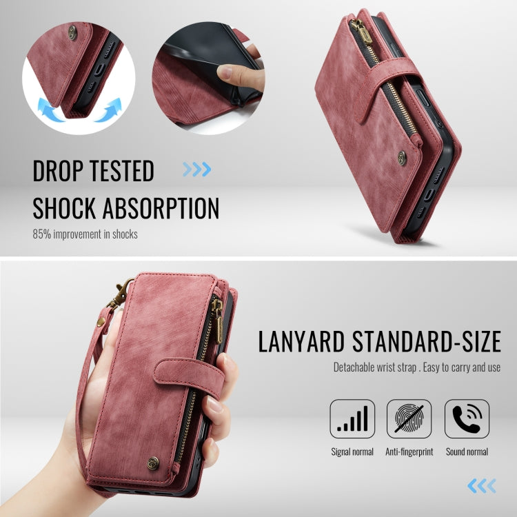 For iPhone 16 Plus CaseMe C30 Card Slots Zipper Wallet Leather Phone Case(Red)