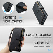 For iPhone 16 CaseMe C30 Card Slots Zipper Wallet Leather Phone Case(Black)