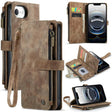 For iPhone 16e CaseMe C30 Card Slots Zipper Wallet Leather Phone Case(Brown) - iPhone 16e Cases by CaseMe | Online Shopping South Africa | PMC TechLife | Buy Now Pay Later Mobicred