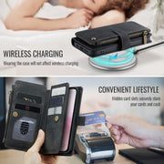 For iPhone 16e CaseMe C30 Card Slots Zipper Wallet Leather Phone Case(Black)