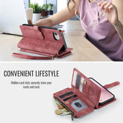 For iPhone 16e CaseMe C30 Card Slots Zipper Wallet Leather Phone Case(Red)