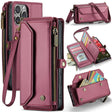 For iPhone 16 Pro Max CaseMe C36 Card Slots Zipper Wallet RFID Anti-theft Leather Phone Case(Red) - free shipping - PMC TechLife - Order now!