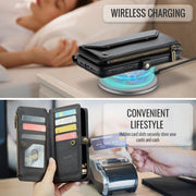 For iPhone 16 Pro Max CaseMe C36 Card Slots Zipper Wallet RFID Anti-theft Leather Phone Case(Black)